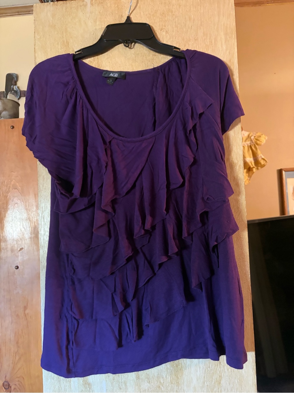 AGB Purple Layered Ruffle Short-Sleeve Top